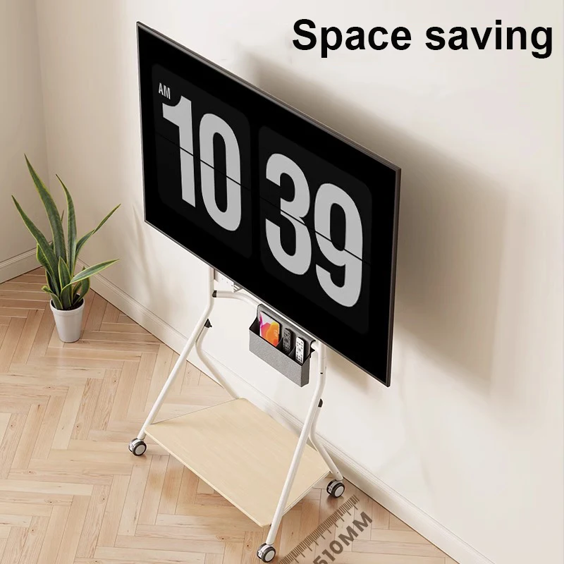 Soporte para TV con ruedas, soporte para TV móvil con ruedas para televisores de 32-55 pulgadas Carro para TV móvil con altura ajustable VESA 400x400 mm hasta 110 libras - imagen 4