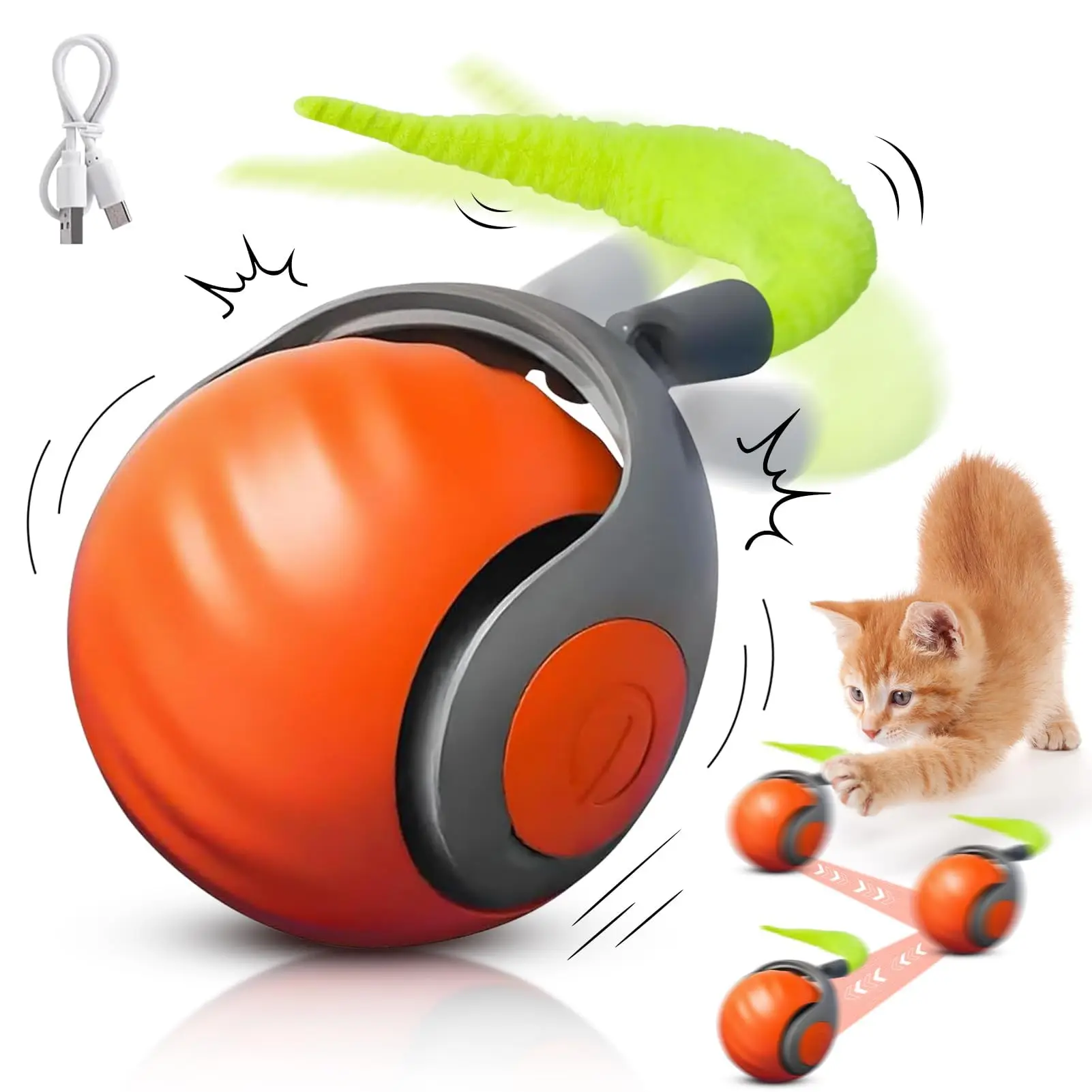 Juguete interactivo para gatos con bola y velocidad ajustable