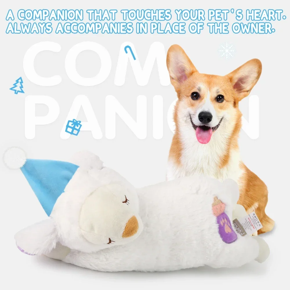 Juguetes de latido del corazón para cachorros, juguetes de oveja de Navidad para aliviar el sueño, juguetes de gatito para cachorros con latidos del corazón, Animal de peluche - imagen 5