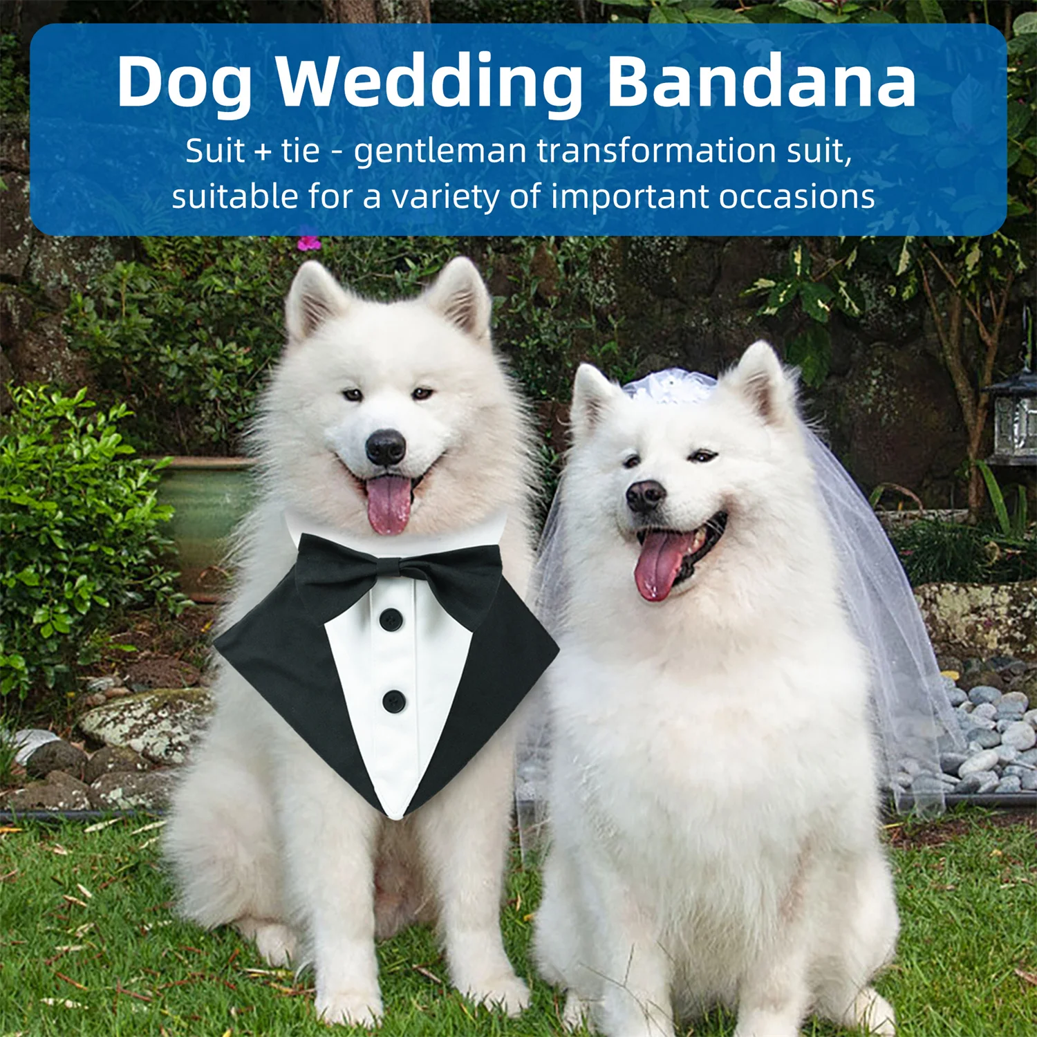 Bandana para perro para boda, vestido Formal ajustable para perro masculino, Bandana con bonito lazo, esmoquin para mascotas para perros pequeños, medianos y grandes, fiesta de cumpleaños - imagen 3