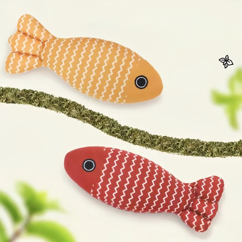 Juguete masticable para gatos con forma de pez de peluche: pez realista con juguete autojuego seguro para gatos con hierba gatera, tela a prueba de masticar para juegos autónomos y alivio del estrés - imagen 3