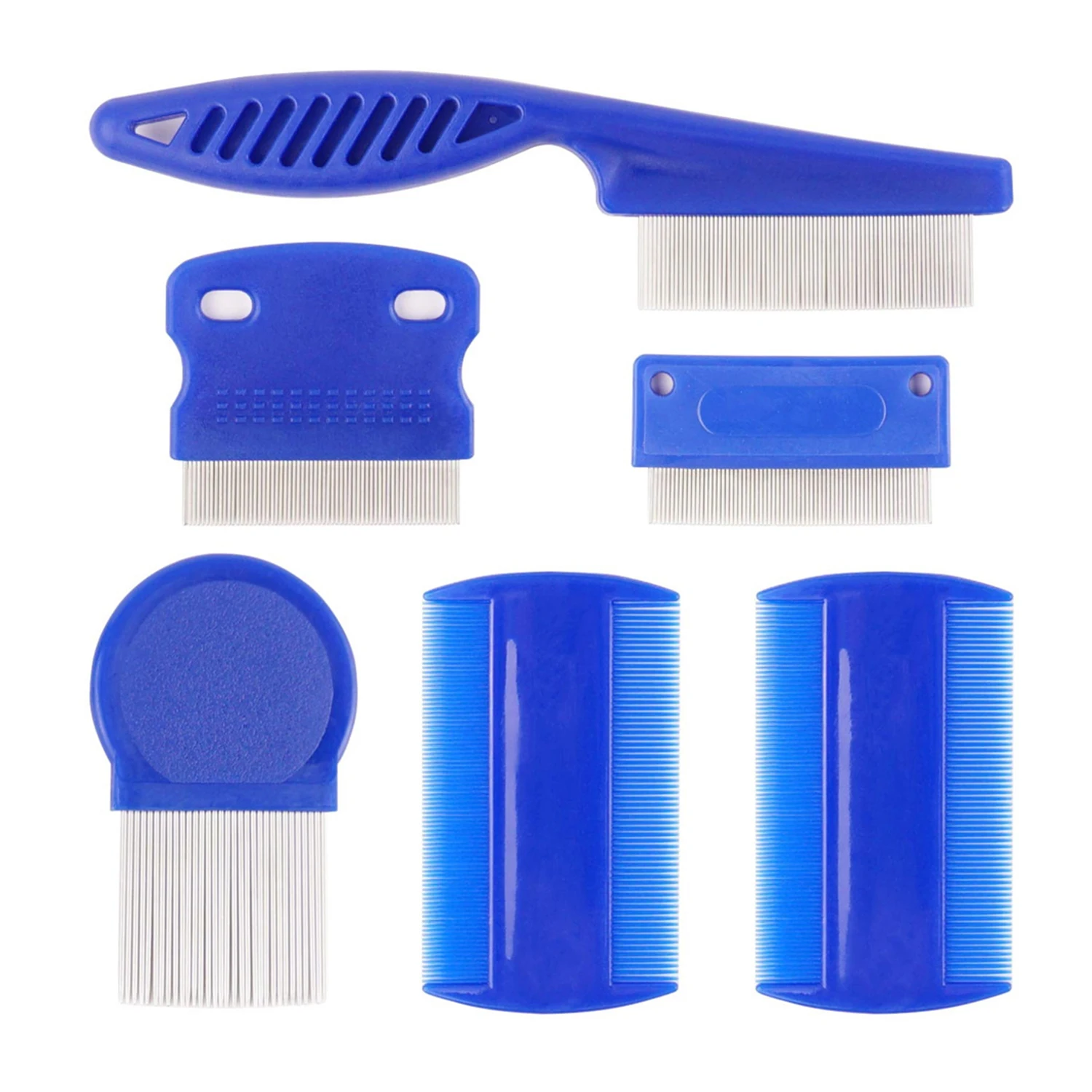 6 unids/set peine para pulgas para mascotas cabeza de acero inoxidable peine para piojos dientes finos perros gatos peines de aseo herramienta de desmaste eliminación de manchas de rasgado para mascotas - imagen 4
