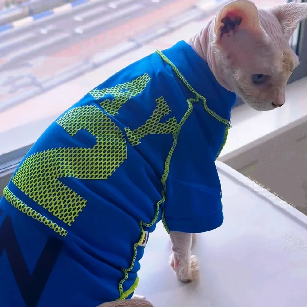 Abrigo fresco con manga larga y protector solar para gato Sphynx azul - imagen 3