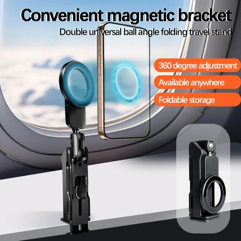 Soporte multiusos para teléfono móvil, soporte portátil para viaje, escritorio, vuelo, plegable, giratorio, soporte para asiento de tren para Selfie - imagen 3