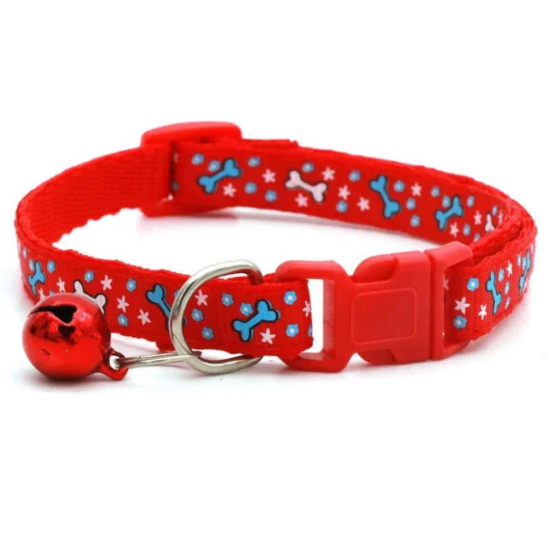 Collar ajustable de hueso de dibujos animados para perro, gatito y gato, hebilla de poliéster con campana, accesorios para perros pequeños, suministros para gatitos - imagen 2