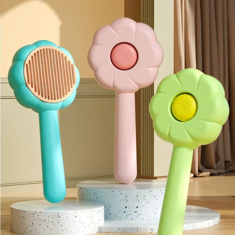 Cómodo peine para el pelo de mascotas en forma de girasol, dispositivo de belleza para el pelo de gato, depilación de perros y gatos, suministros de cuidado de limpieza, accesorios para gatos - imagen 4