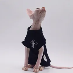 Ropa sin pelo para gatos esfinge: camiseta negra suave y transpirable