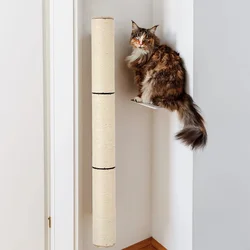 Poste rascador para gatos montado en la pared de 3 secciones, herramienta de molienda de garra rascador de gatos de Sisal resistente a los arañazos y al desgaste para gatitos y gatos