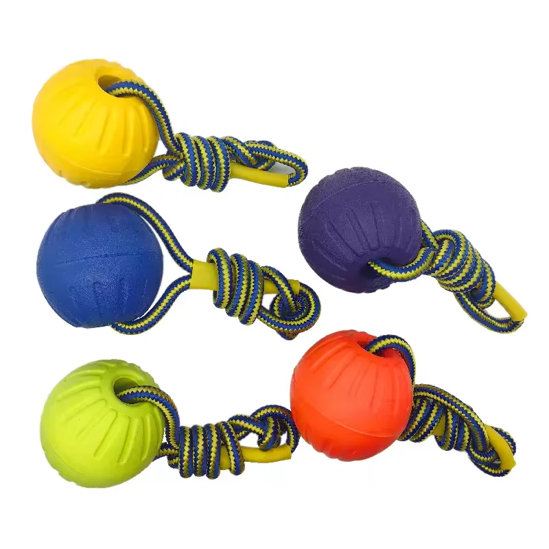 Pelotas de juguete para mascotas de 7/9cm con cuerda, juguetes interactivos de entrenamiento físico al aire libre, pelota para masticar para perros EVA, juguete flotante de verano para mascotas
