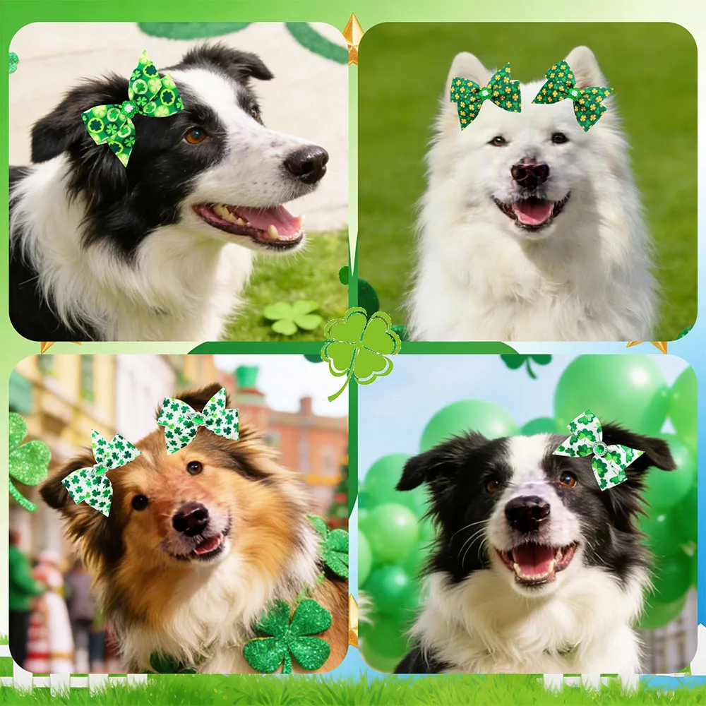 Lazos verdes día de San Patricio para perros – hechos a mano - imagen 3