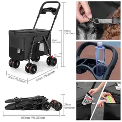 Carrito ligero para mascotas con ruedas plegable perro y gato