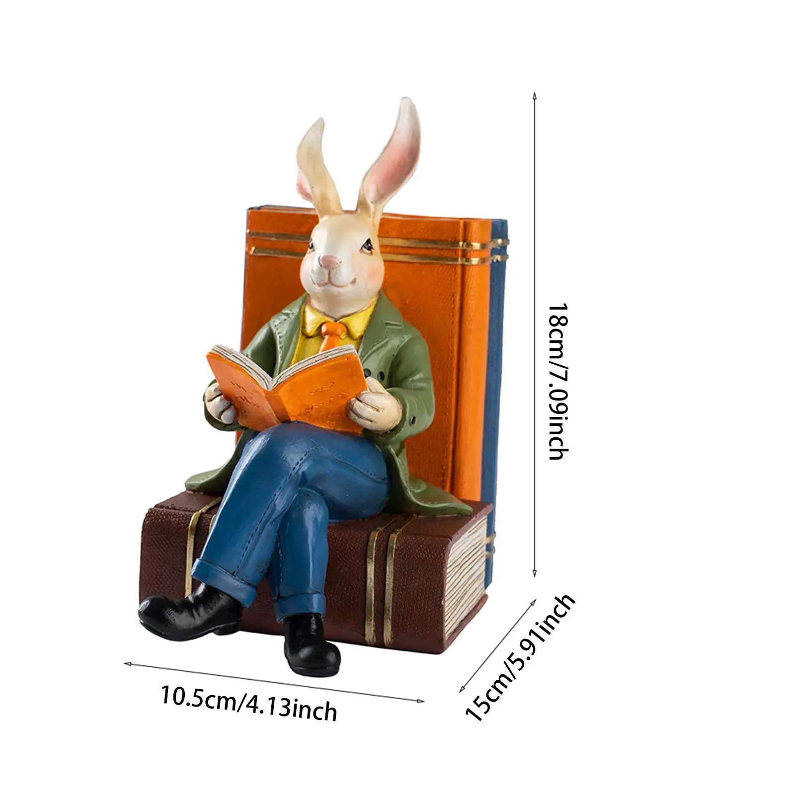Reading Book Rabbit Statue Bunny Sculpture for Porch Entrance Celebration