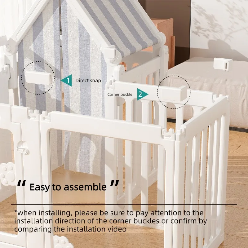 Corral plegable con casa para perros y gatos – Barrera anti-escape - imagen 3