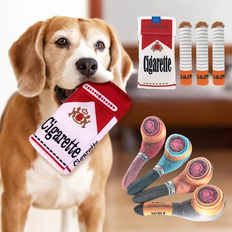 Juguete interactivo peluche para perros con sonido cigarrillo morder - imagen 2