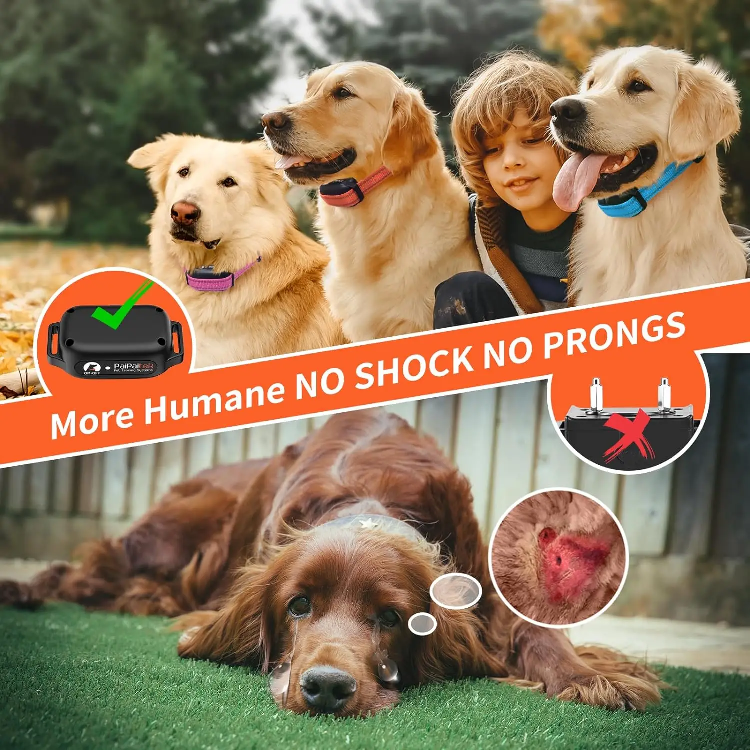 Collar vibratorio de 3300 pies con vibración, pitido, bloqueo de seguridad, collares de entrenamiento para perros impermeables y recargables, Collar de zumbido para 3 perros - imagen 3