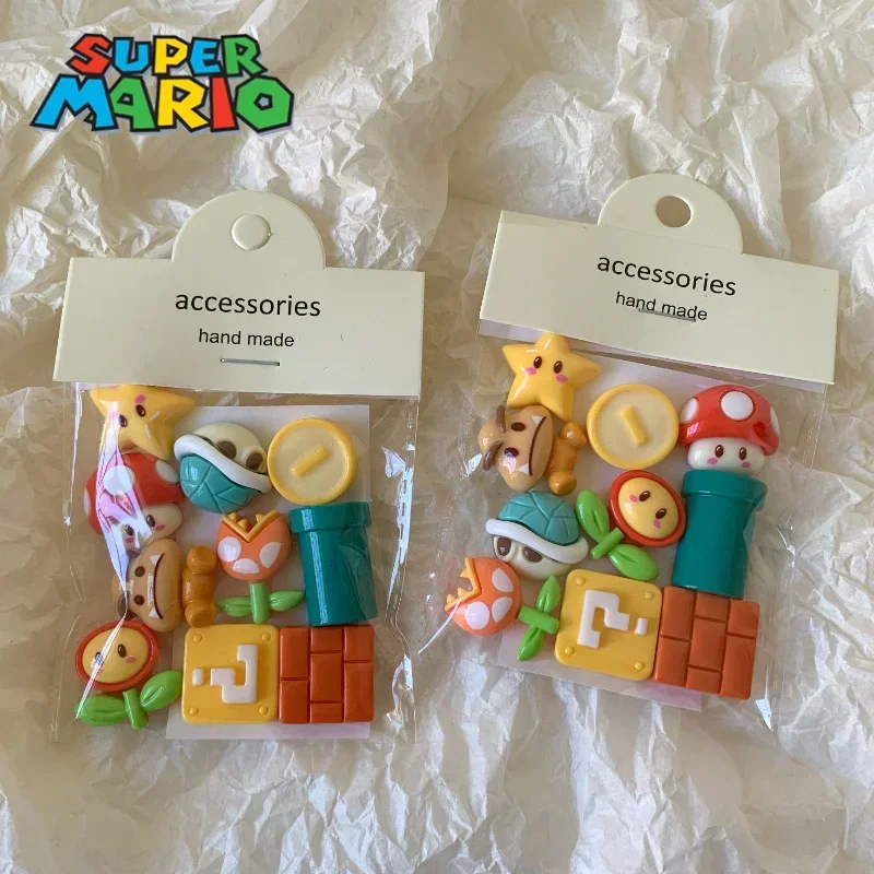 20 piezas Super Marios Bros, accesorios de resina DIY, horquilla, zapatos, cadena decorativa, bonita bolsa de teléfono de autoproductora, colgante, juguete para niños