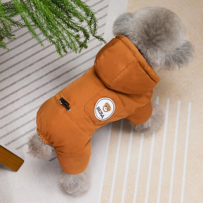 ชุดจั๊มสูทสุนัขหรูหรา อุ่นสบาย เสื้อผ้าสุนัขสำหรับฤดูหนาว พร้อมห่วงรูปตัว D เสื้อโค้ทบุนุ่มหนา พิมพ์ลายน่ารัก เสื้อฮู้ดสำหรับแมว ชุดสำหรับสัตว์เลี้ยง - imagen 2