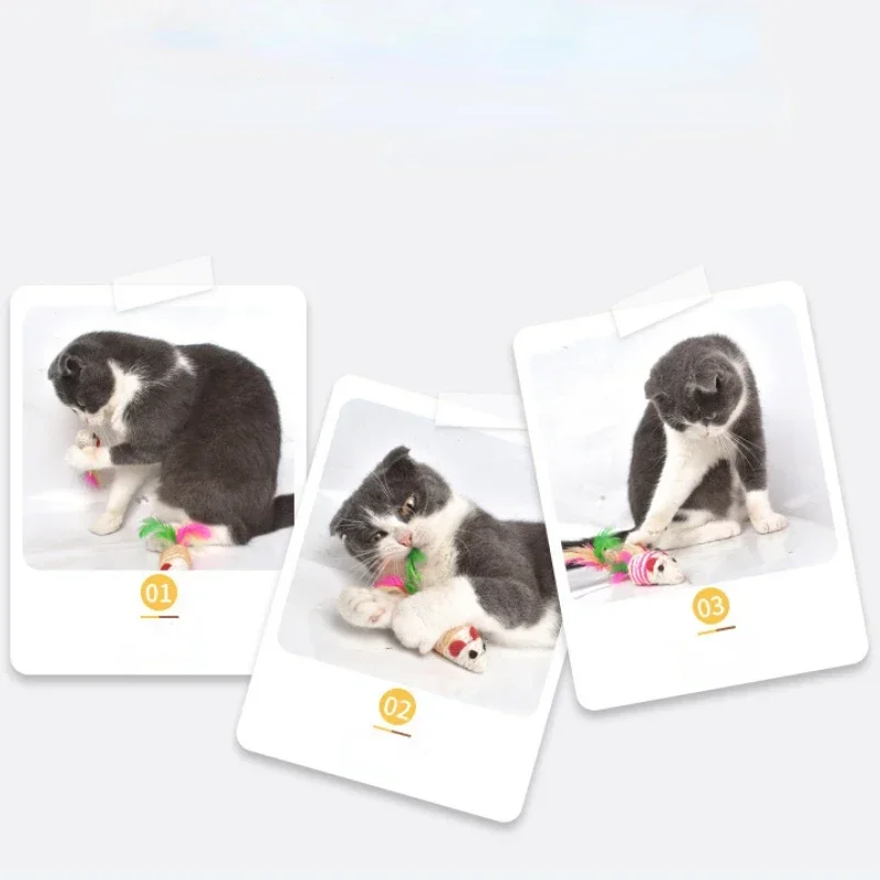 Juguete para Gato, ratón de cuerda de nailon a rayas, juguete con campana, juguete para masticar para Gato, ratón a rayas de Sisal - imagen 3