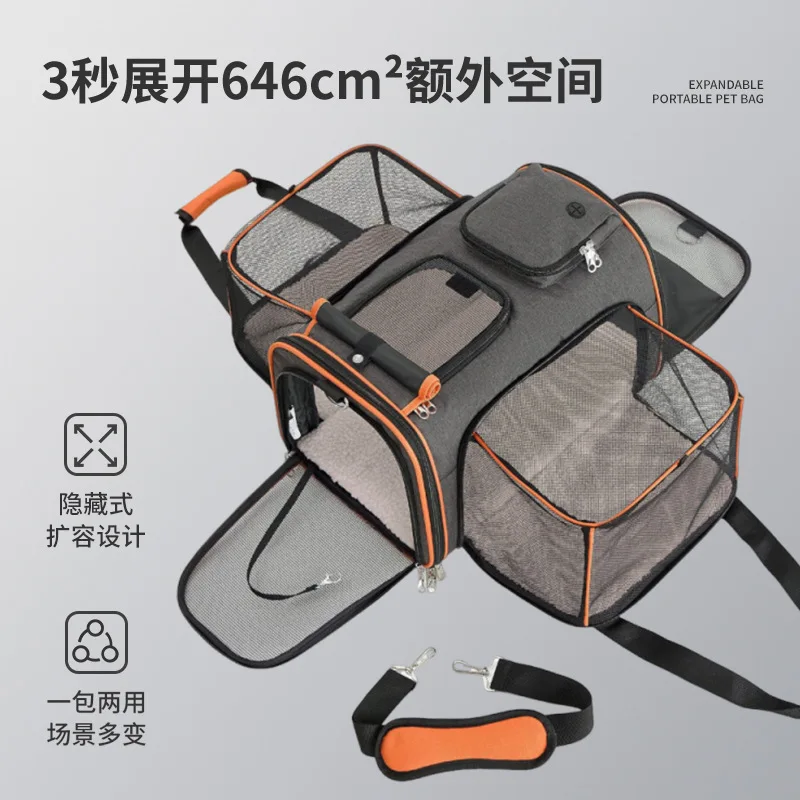 Nueva bolsa para gatos, mochila portátil para gatos, bolsas plegables para mascotas, bolsa cuadrada transpirable expandible para perros, productos para mascotas - imagen 2
