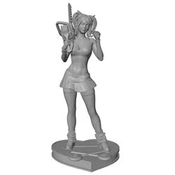 Figura resina sin pintar para juegos rol – Chica con sierra y piruleta