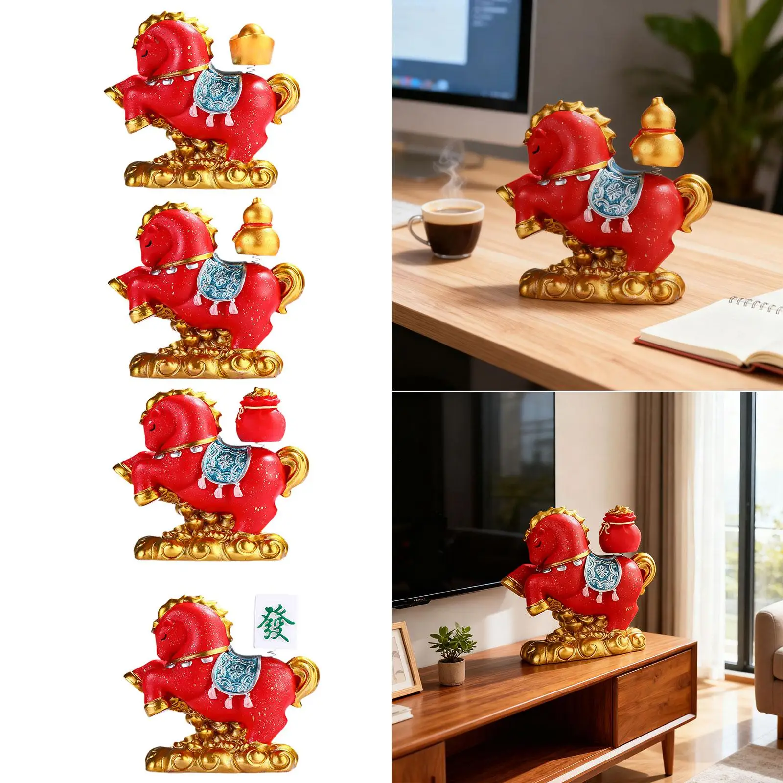 Estatuilla de caballo de resina, regalo para Amiga, adorno bonito, estatuilla Fengshui, decoración de escritorio, escultura de cerámica para entrada, chimenea