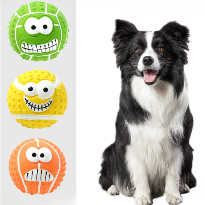 Bola de látex para perros, juguetes para chirrido, suministros de juego interactivos para interiores, moler dientes resistentes al masticable, productos de entrenamiento para lanzar mascotas - imagen 2