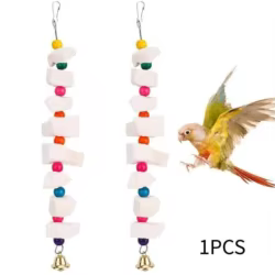 Juguete masticable colgante con campana para pájaros y roedores