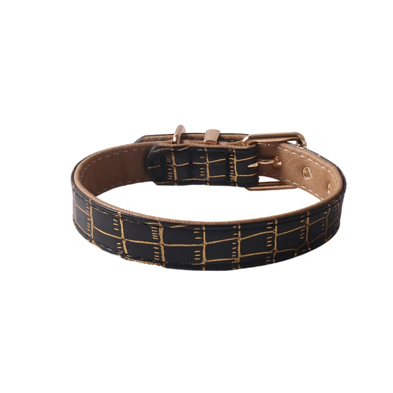 Collar de cuero suave para mascotas con hebilla de metal, Collar de perro impermeable de lujo, Collar ajustable para caminar al aire libre, Collar para cachorros, Collar negro y rosa - imagen 2