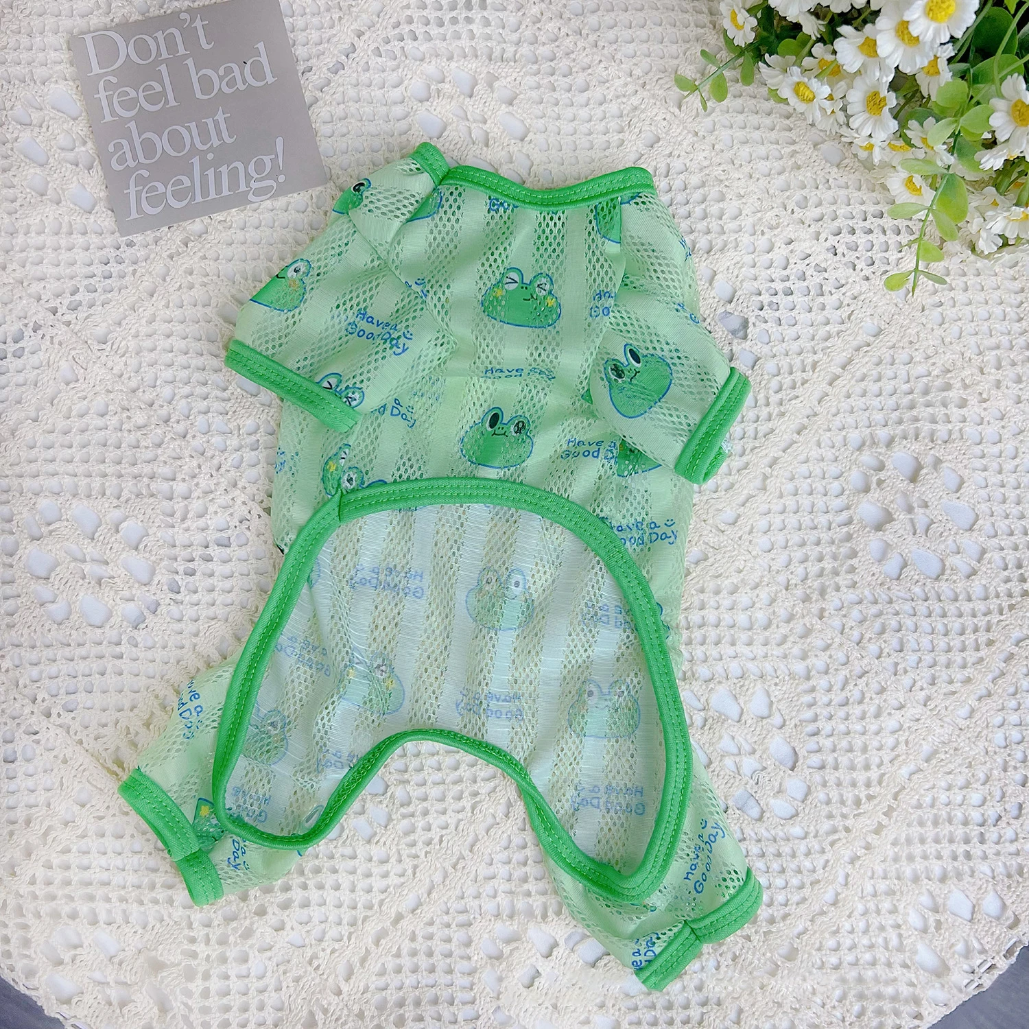 Ropa de verano para mascotas, mono con estampado de unicornio y rana para perro, pijama fino de malla transpirable de 4 patas, mono, traje de protección solar - imagen 2