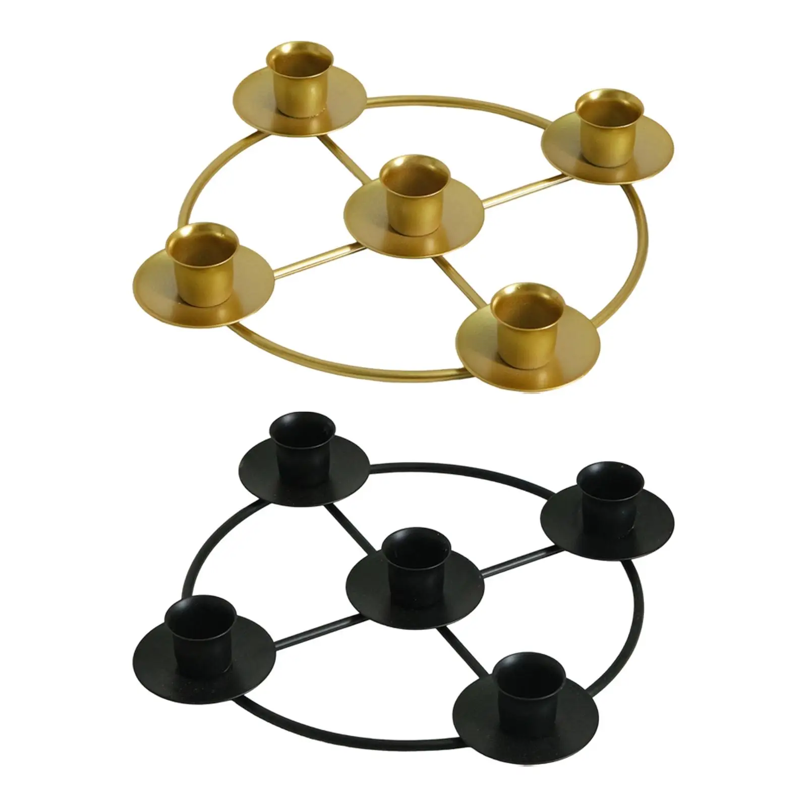 Candelabro de hierro con anillo de corona de Adviento, centro de mesa europeo, candelabros de Metal para decoración de mesa de Navidad y hogar - imagen 3