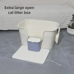 Caja de arena para gatos King Size, inodoro abierto para mascotas, caja de arena semicerrada a prueba de salpicaduras, suministros para mascotas