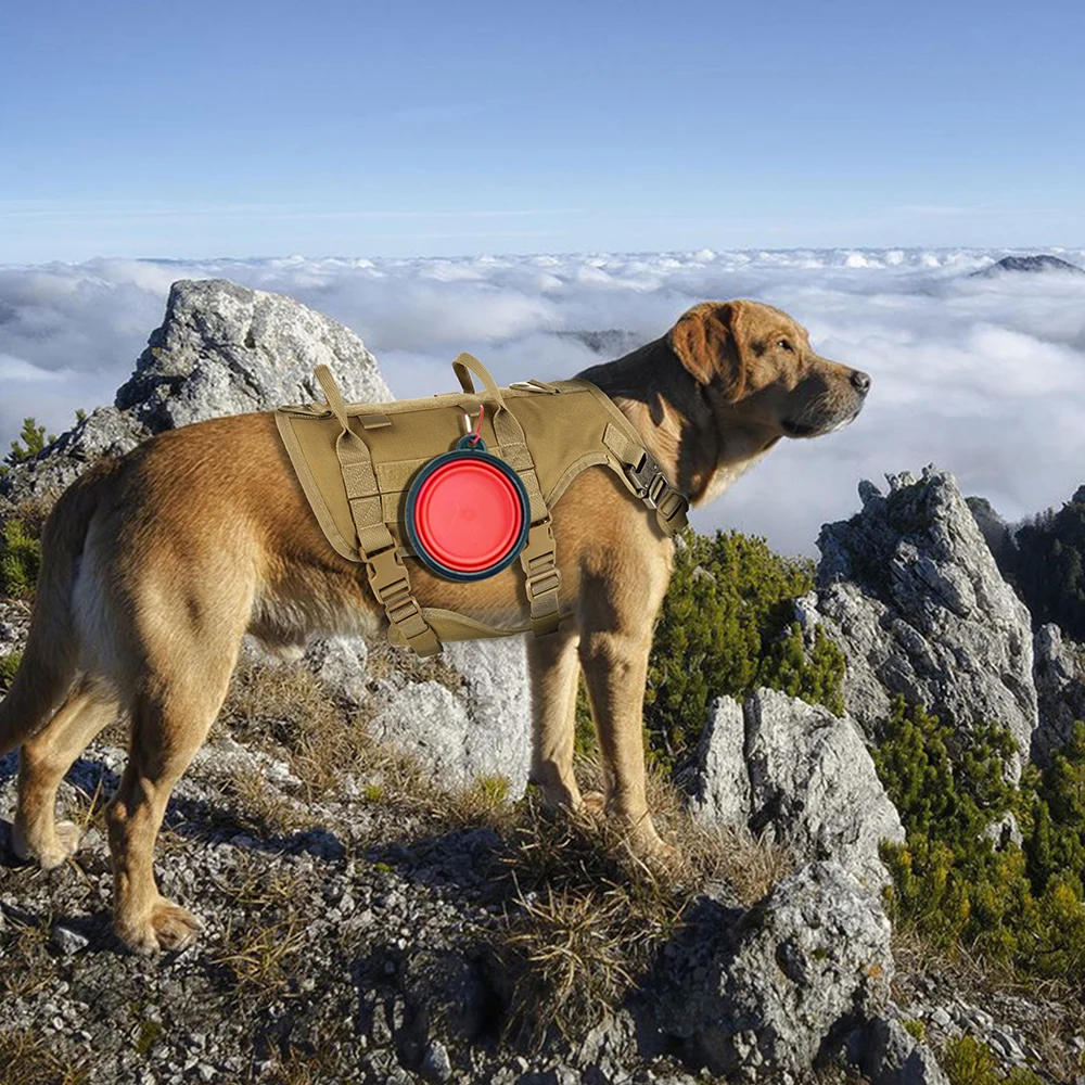 Arnés táctico militar para perros grandes, chaleco, arneses de entrenamiento para perros de nailon duraderos con banderas ajustables para perros grandes, pastor alemán - imagen 5