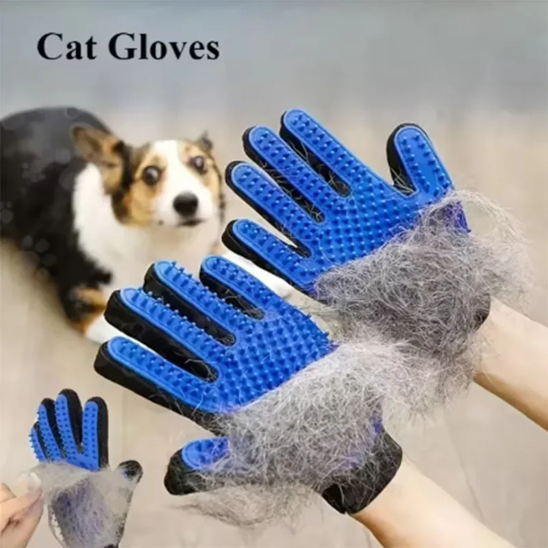 Guantes de silicona para el cuidado del cabello de mascotas, cepillo para el pelo de gatos y guantes de peine para bañarse, limpieza de perros, eliminación de pelos, masaje, suministros para mascotas