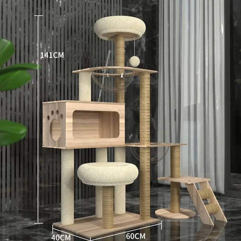 Árbol para gatos, torre de juguete, arena, cápsula espacial, tablero rascador, percha acolchada de felpa para gatos, hamaca acogedora, postes de Sisal, producto para mascotas de varios niveles - imagen 2