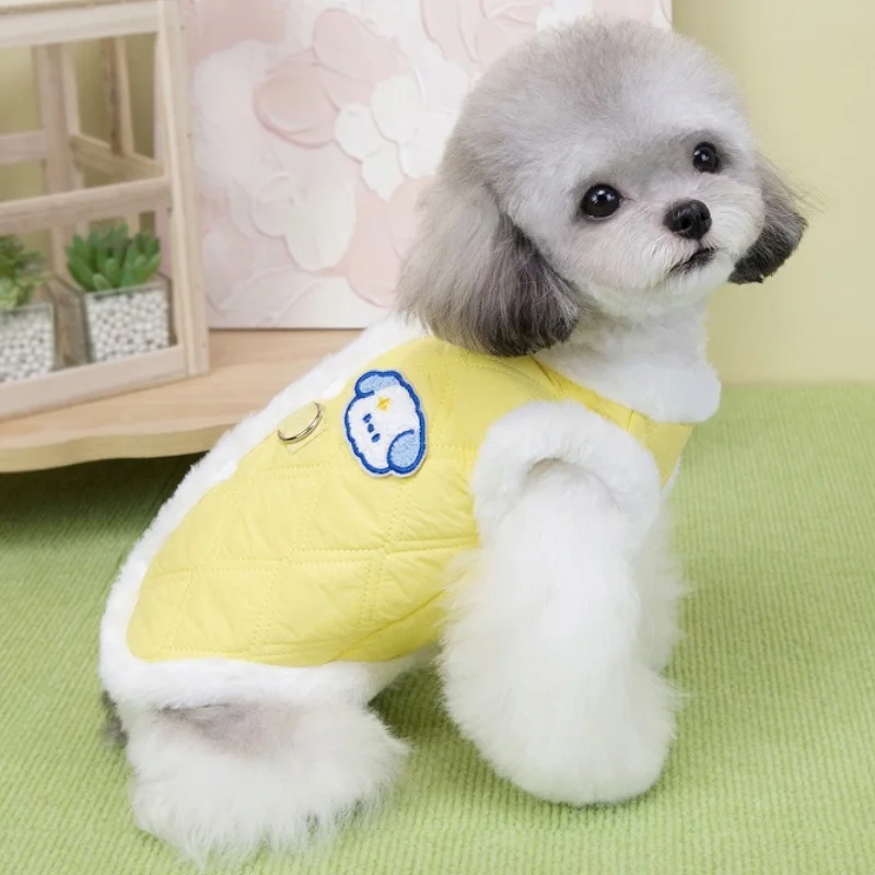 Chaqueta de moda para perros, abrigo con anillo en D, ropa de invierno para perros, chaleco suave y cálido para cachorros, abrigo bonito a cuadros para gatos, chaleco para mascotas, chaqueta, suministros para perros - imagen 2