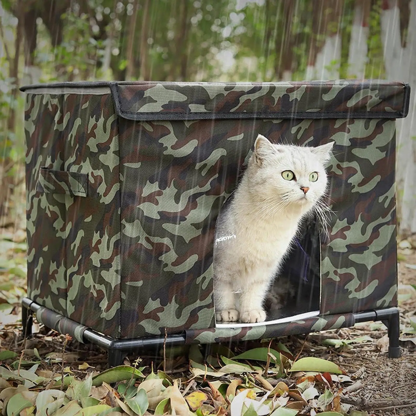 Outdoor Cat House Elevated Feet with Handle for Winter,Cat Bed Cave Waterproof Versatile Gifts Cube Cat Shelter for Barn