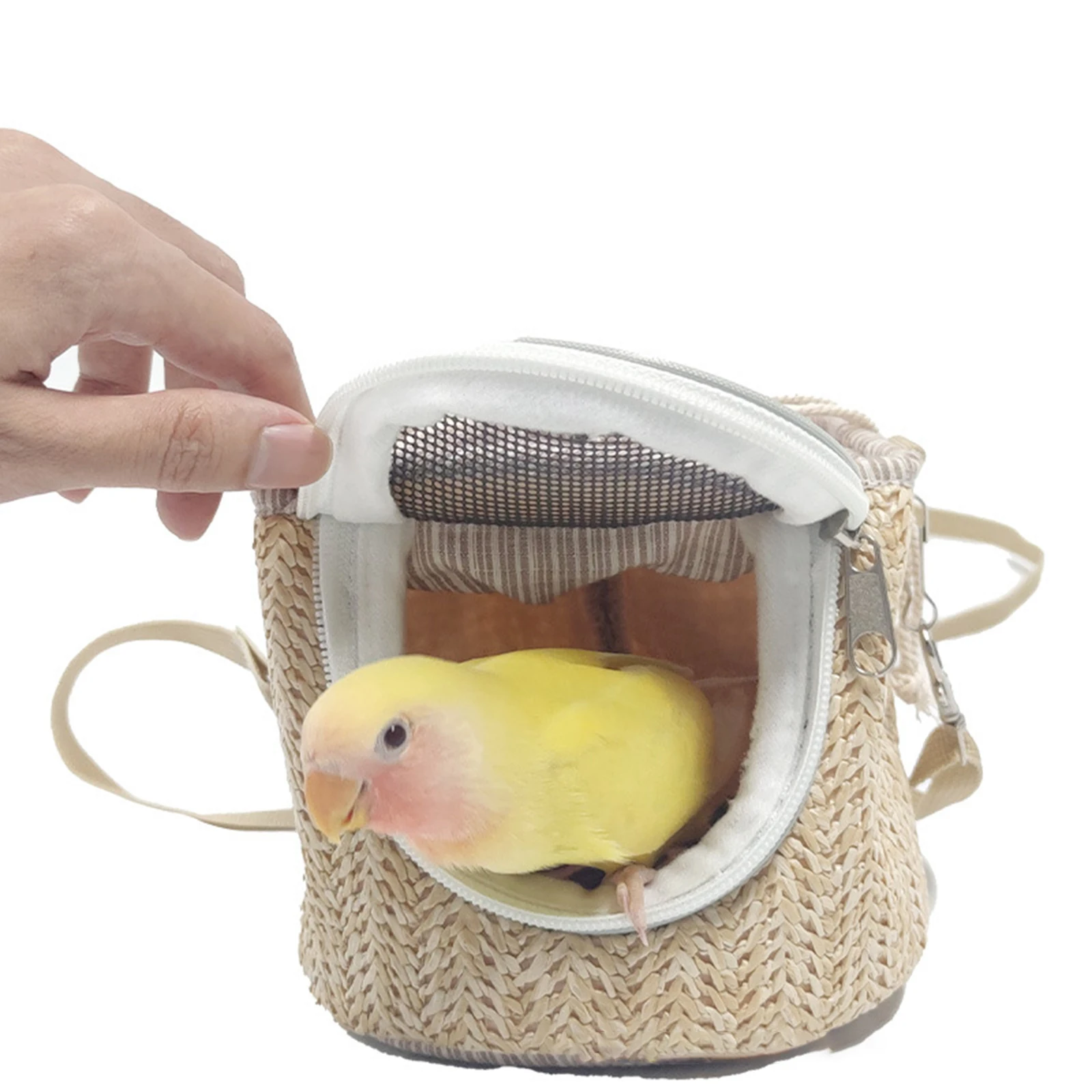 Portabidones portátil para mascotas, jaula de transporte para loros, accesorios para pájaros al aire libre, jaula para conejillos de indias, bolsa de viaje - imagen 5