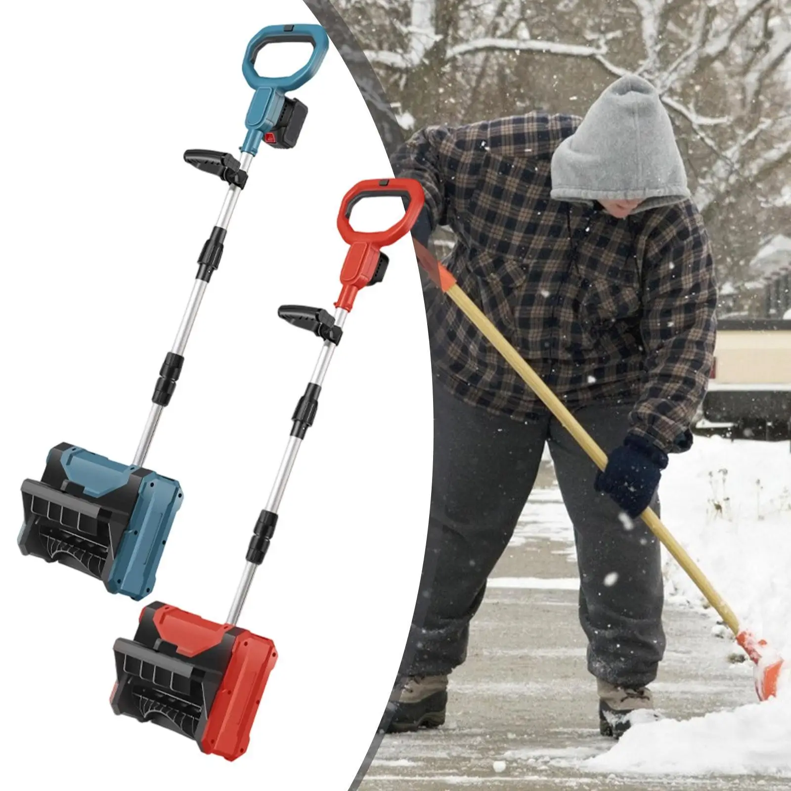 Pala de nieve inalámbrica con pilas con mango auxiliar ajustable, lanzador de nieve, soplador de nieve, herramienta de eliminación de nieve para acera - imagen 4