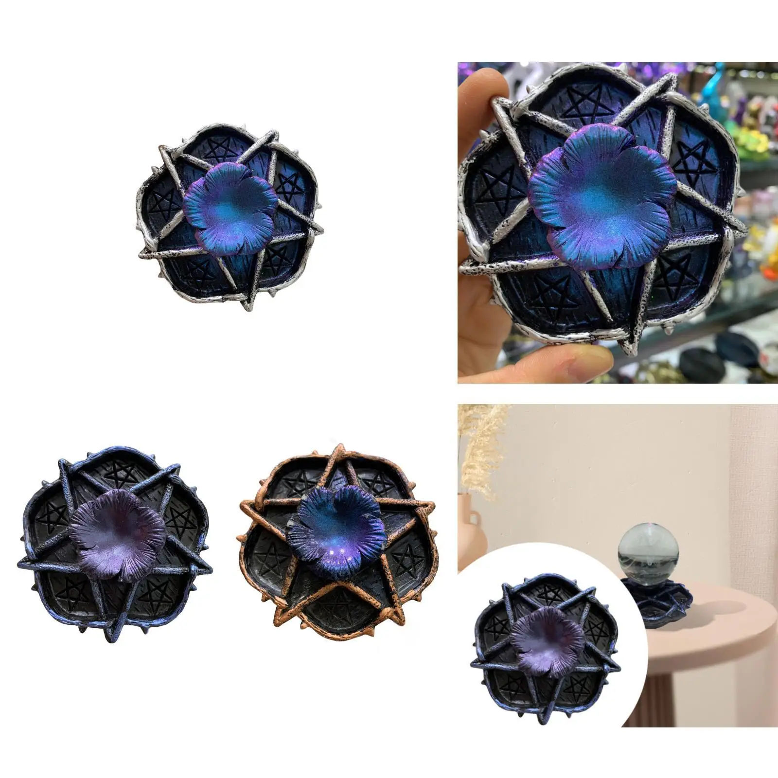 Ball Base Crafts for Home Decor Collectible Pentagram Star Flower Statue for Living Room Desktop Bedroom Cabinet Housewarming
