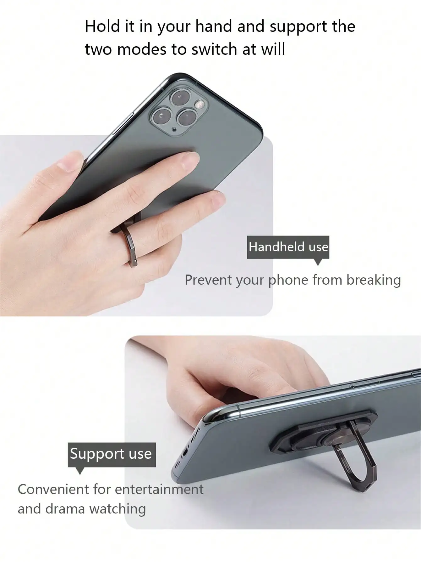 Soporte para teléfono con anillo magnético 360 ° Soporte giratorio para coche, soporte Universal para dedos para teléfonos inteligentes, 1 unidad