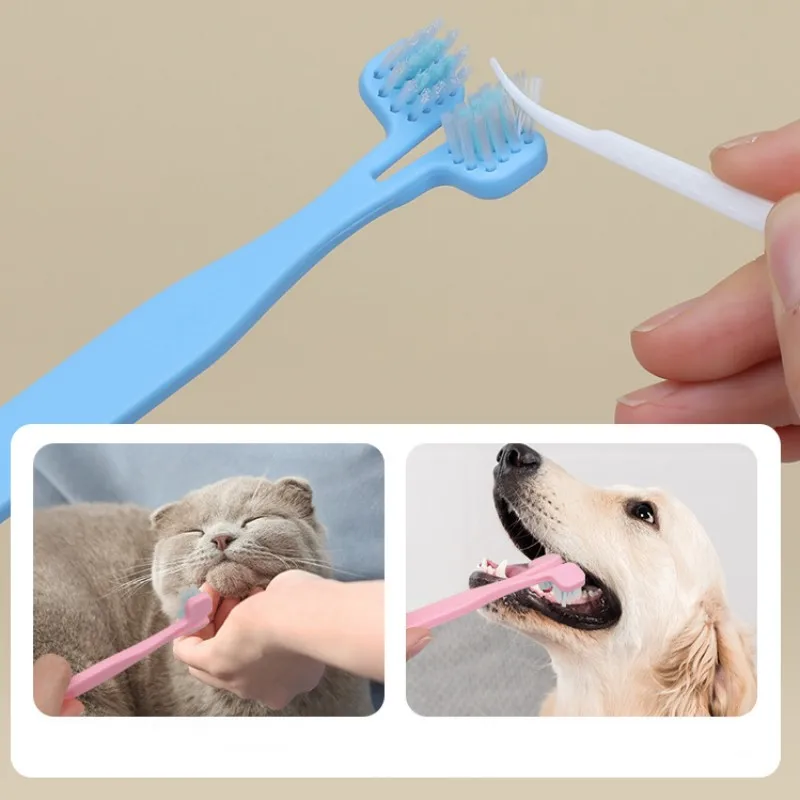 Cepillo de dientes para mascotas, doble cabezal, suministros para perros - imagen 2