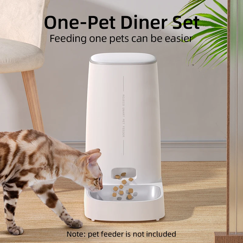 ROJECO solo accesorios de cuenco individual y doble de acero inoxidable para alimentador automático de mascotas de 4L, dispensador de comida para gatos sin comedero para mascotas - imagen 2