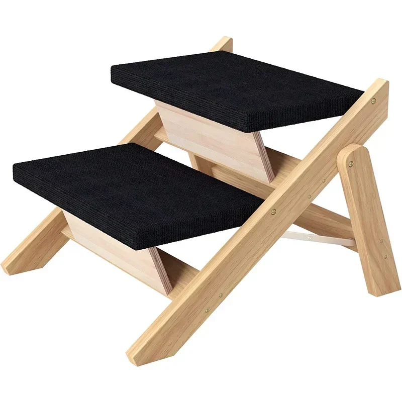 Escalera de madera para perros, escalera portátil para interiores y exteriores, dos veces, productos para mascotas - imagen 2