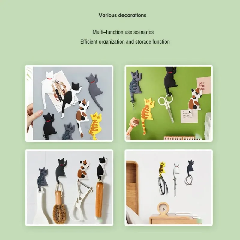 Gancho magnético fuerte para nevera, adhesivo extraíble, creativo, japonés, dibujos animados, cola de gato - imagen 3