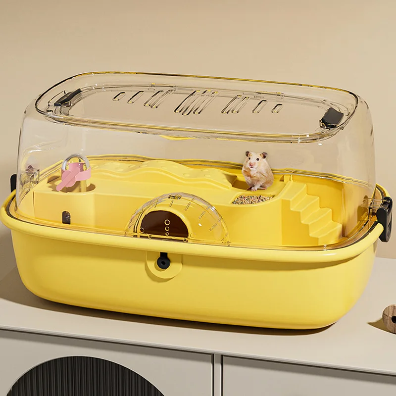 Jaula para hámster de doble capa, casa transparente para animales pequeños, casa para mascotas pequeña de gran capacidad con ruedas para correr, Villa para hámster acrílico - imagen 2