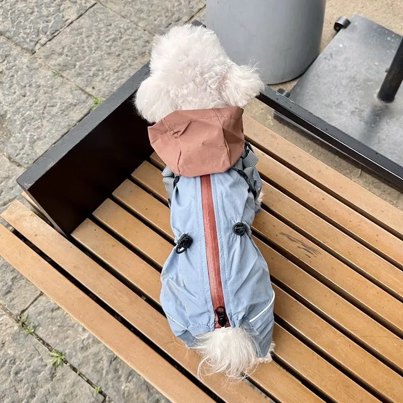 Mono de otoño e invierno para mascotas, bolsa a prueba de viento, pantalones pequeños de cuatro patas para el vientre, chaqueta para exteriores para mascotas, ropa para cachorros pequeños - imagen 5