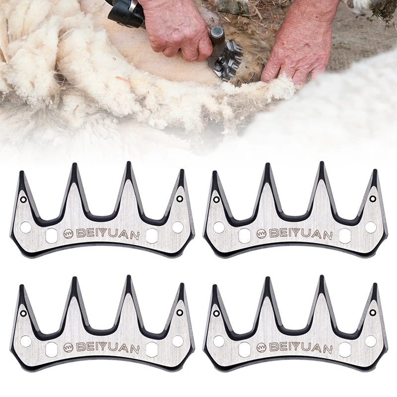 BEIYUAN-tijeras para ovejas con hoja de 4 dientes, cortador de peine convexo, cortadora para ovejas, tijeras, 1/2/4 Uds. - imagen 2