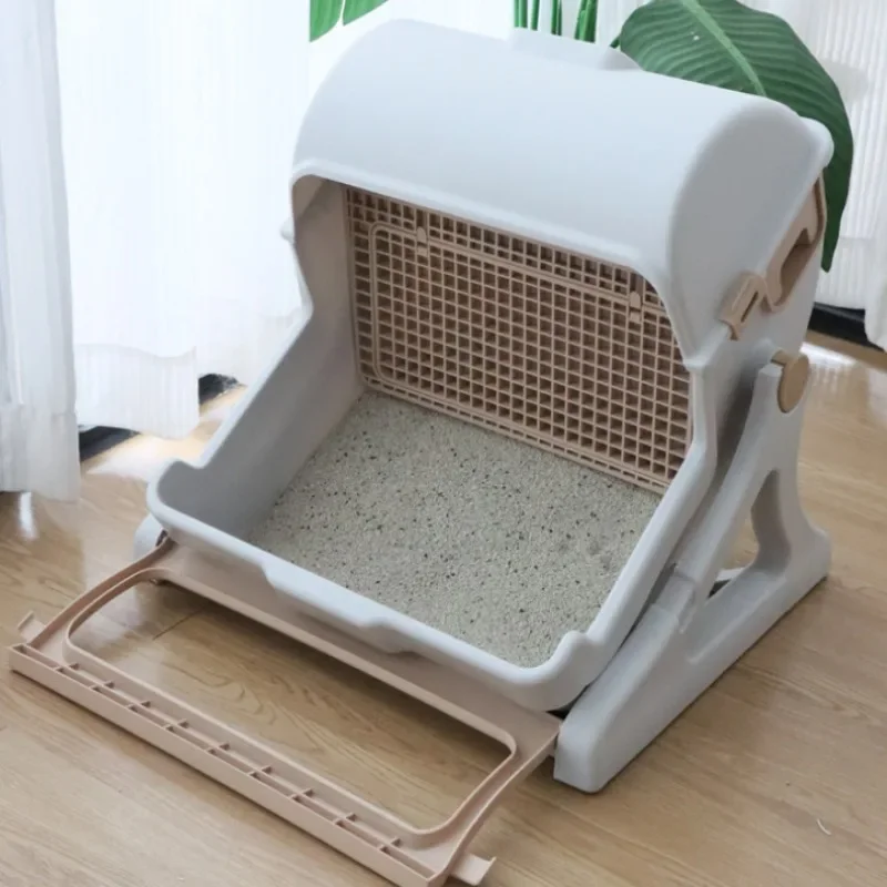 Caja de arena semiautomática antisalpicaduras, suministros de inodoro semicerrado de gran tamaño para gatos, accesorios, caja de arena para gatos, higiénica y conveniente - imagen 3