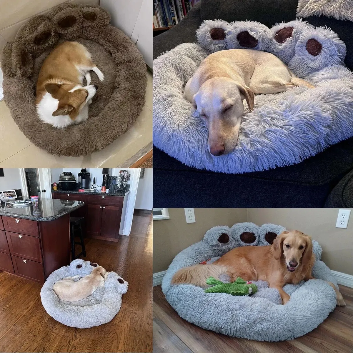 Dog Bed Winter Cat Pet Sofa Cute Bear Paw Shape Comfortable Pet Sleeping Beds For Small Medium Large Soft Fluffy Cushion Dog Bed - imagen 4