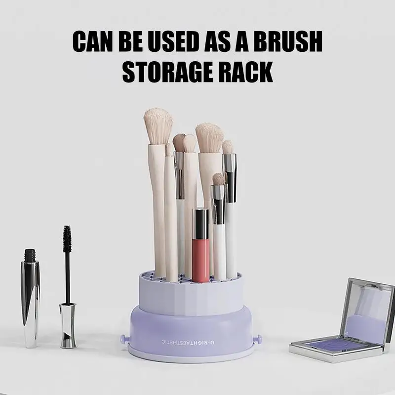 Alfombrilla de limpieza de cepillo de maquillaje 2 en 1, estante de almacenamiento y secado de maquillaje, almohadilla limpiadora de cepillo de silicona con estante organizador de cepillo cosmético para - imagen 2